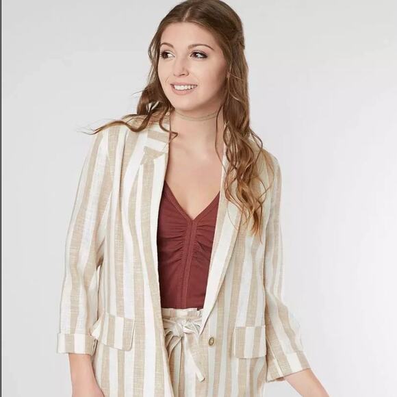 Gimmicks by BKE striped linen blend blazer size large - Picture 1 of 7